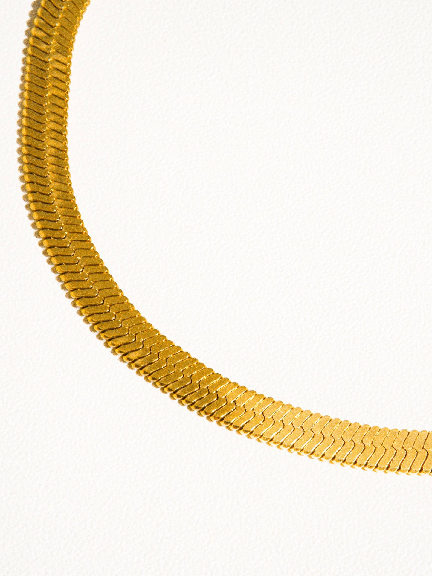 18K Gold Non-Tarnish Flat Snake Chain Necklace & Bracelet