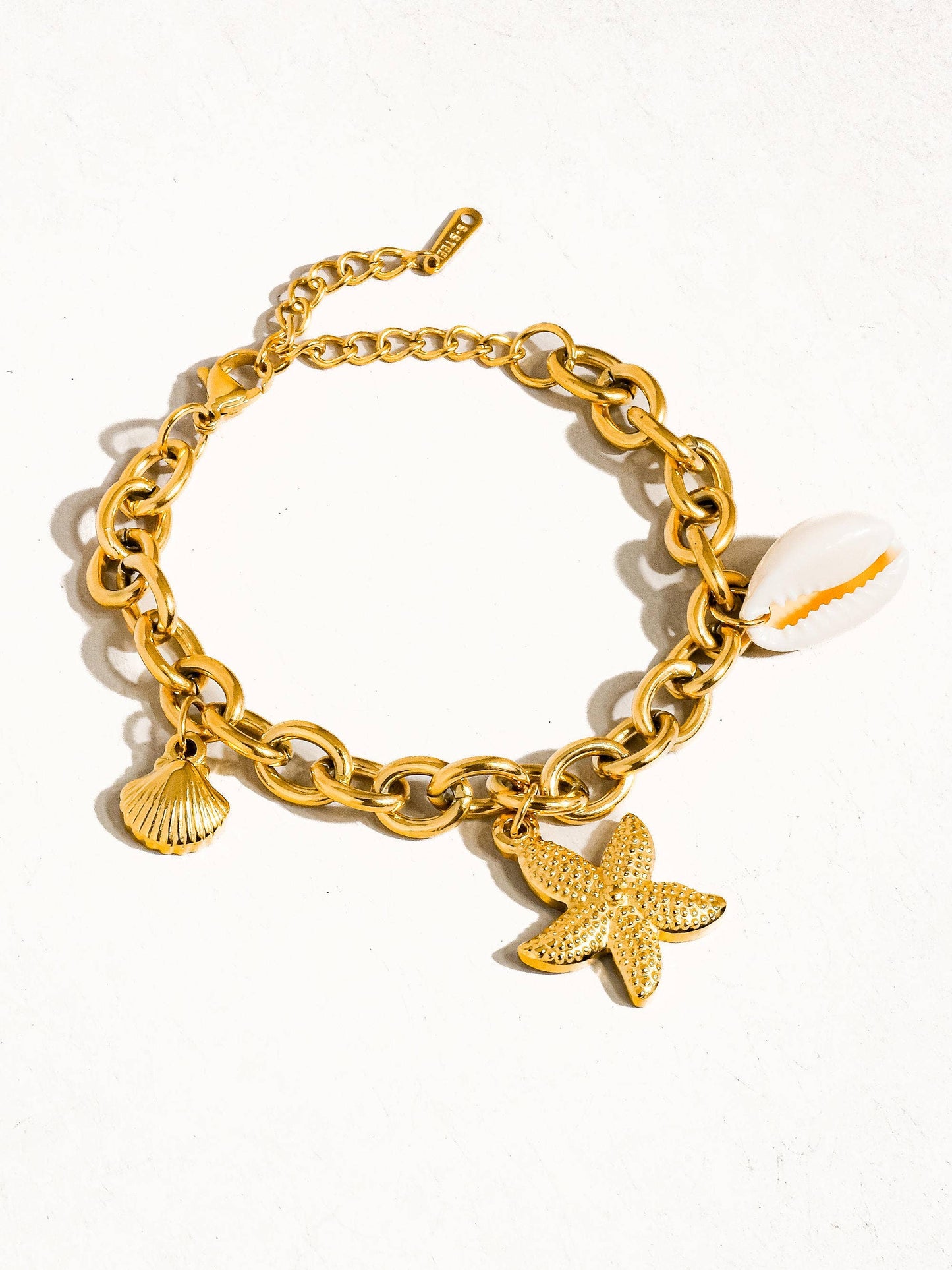 Aspen 18K Gold Non-Tarnish Stars & Shells Chain Bracelet