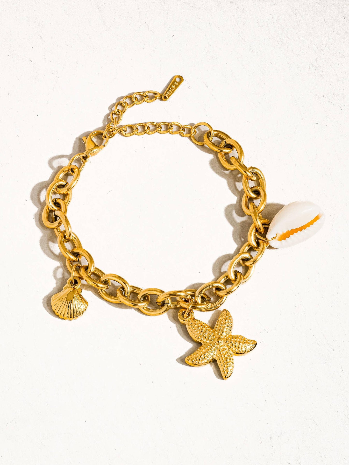 Aspen 18K Gold Non-Tarnish Stars & Shells Chain Bracelet