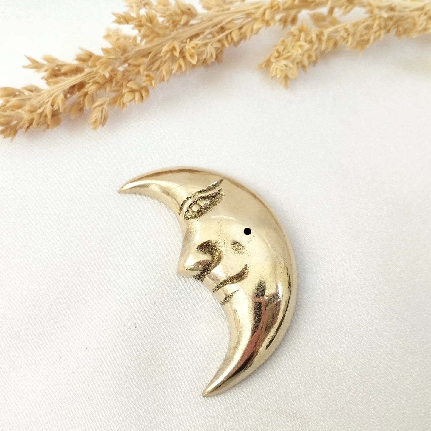 Brass Incense Holder Moon With Face