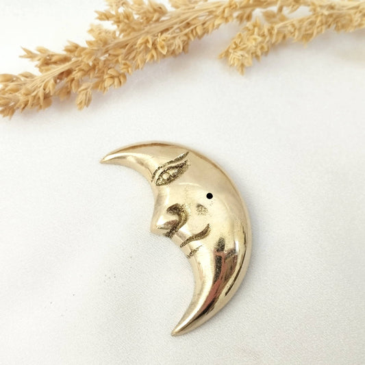 Brass Incense Holder Moon With Face